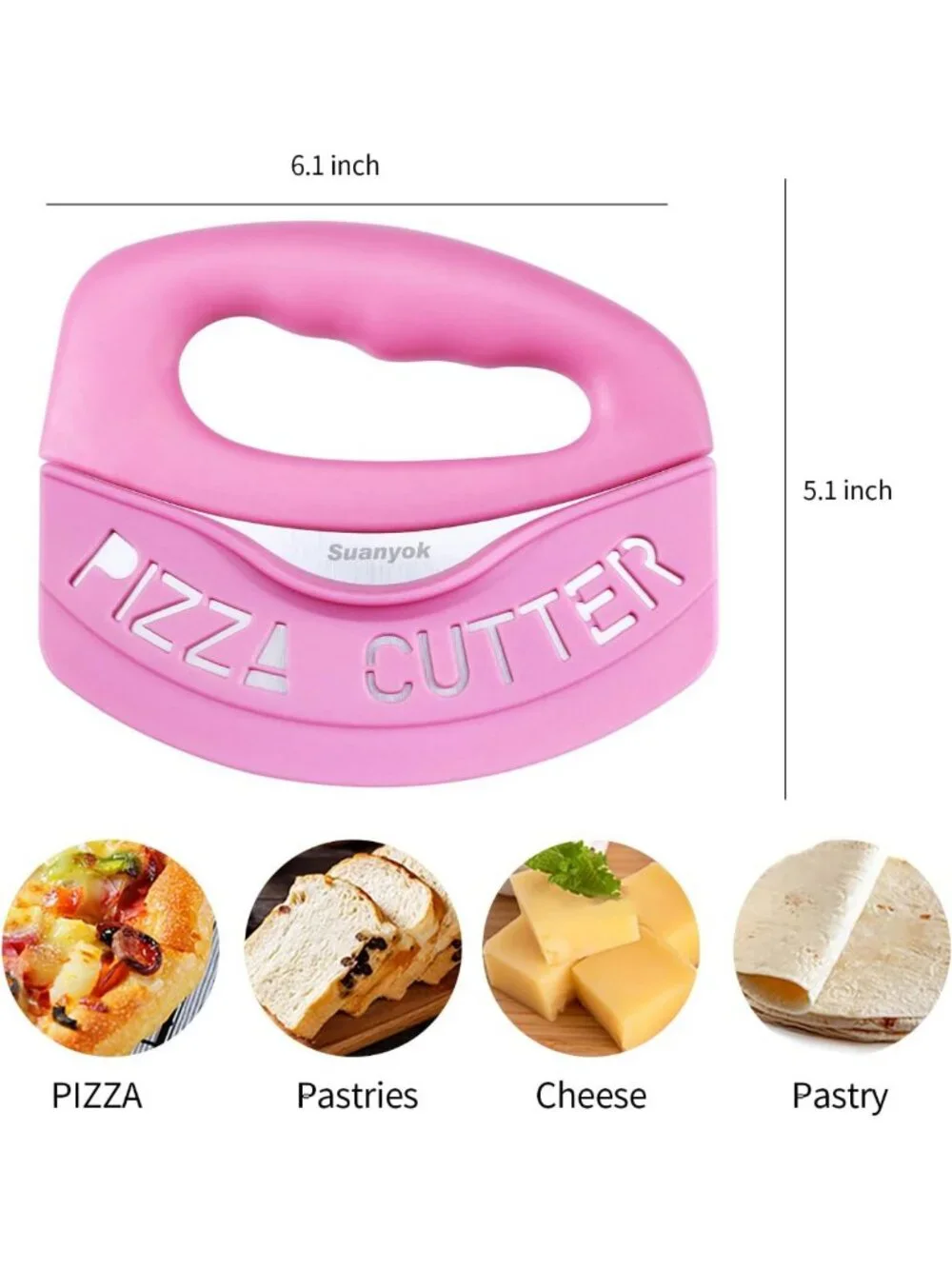 Stainless Steel Pizza Cutter Rocker Blade with Cover - Sharp, Dishwasher Safe